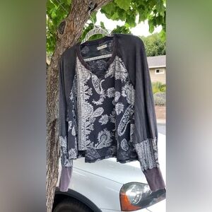 Free People Long Sleeve Paisley Top